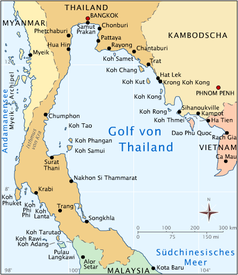 Karte des Golf von Thailand