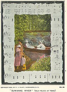 Postkarte aus dem Jahre 1904 mit Melodie und Text von Old Folks at Home