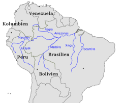 Lage des Amazonas in Südamerika