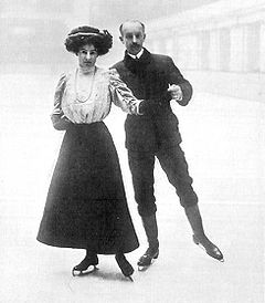 Edgar Syers mit seiner Ehefrau bei den Olympischen Spielen 1908