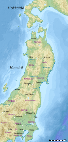 Strahlungsbelastung durch die Nuklearunfälle von Fukushima (Nordteil der Insel Honshū)