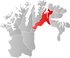 Lage der Kommune in der Provinz Finnmark