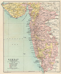 Der südliche Teil der Präsidentschaft Bombay im Jahre 1909, mit Kathiawar und Saurashtra (Sorath) im Nordwesten