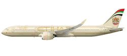 Zeichnung eines Airbus A350-900 der Etihad Airways