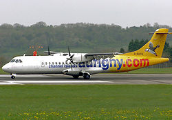 Eine ATR 72-200 der Aurigny Air Services am Flughafen Bristol
