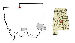 Autauga County Alabama Incorporated and Unincorporated areas Billingsley Highlighted.svg