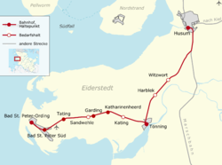 Strecke der Bahnstrecke Husum–Bad St. Peter-Ording