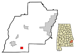 Barbour County Alabama Incorporated and Unincorporated areas Blue Springs Highlighted.svg