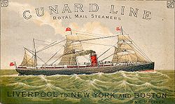 Die Bothnia auf einem Werbeplakat der Cunard Line