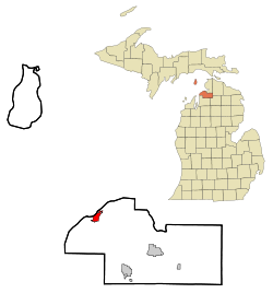 Charlevoix County Michigan Incorporated and Unincorporated areas Charlevoix Highlighted.svg