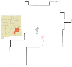 Chaves County New Mexico Incorporated and Unincorporated areas Dexter Highlighted.svg