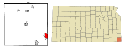 Cherokee County Kansas Incorporated and Unincorporated areas Galena Highlighted.svg