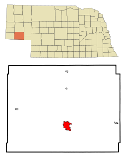 Cheyenne County Nebraska Incorporated and Unincorporated areas Sidney Highlighted.svg