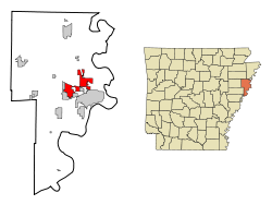 Crittenden County Arkansas Incorporated and Unincorporated areas Marion Highlighted.svg