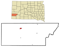 Custer County South Dakota Incorporated and Unincorporated areas Custer Highlighted.svg