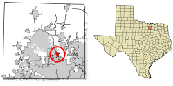 Denton County Texas Incorporated Areas Lake Dallas highlighted.svg