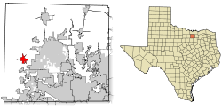 Denton County Texas Incorporated Areas Ponder highlighted.svg