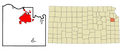 Douglas County Kansas Incorporated and Unincorporated areas Lawrence Highlighted.svg