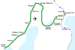 Strecke der Lugano–Ponte Tresa-Bahn