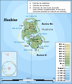 Topographische Karte von Huahine