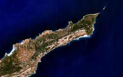 Die Halbinsel Karpas im Nordosten Zyperns, NASA-Satellitenbild