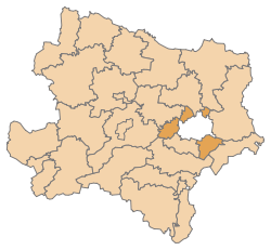 Lage des Bezirks Wien-Umgebung im Bundesland Niederösterreich (anklickbare Karte)