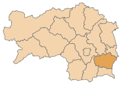 Lage des Bezirks Feldbach im Bundesland Steiermark (anklickbare Karte)