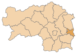 Lage des Bezirks Fürstenfeld im Bundesland Steiermark (anklickbare Karte)