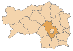 Lage des Bezirks Graz-Umgebung im Bundesland Steiermark (anklickbare Karte)