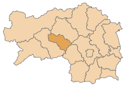 Lage des Bezirks Knittelfeld im Bundesland Steiermark (anklickbare Karte)