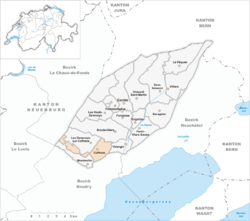 Karte der Gemeinde Coffrane, Ort der Schlacht