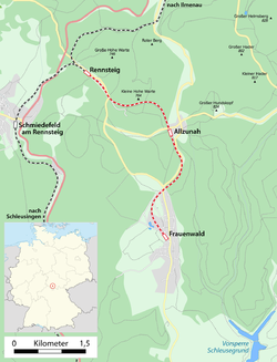 Strecke der Kleinbahn Rennsteig–Frauenwald