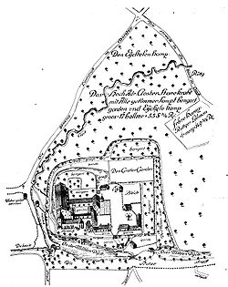 Plan des Klosters Sterkrade aus dem Jahr 1727