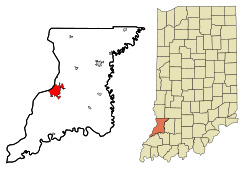 Knox County Indiana Incorporated and Unincorporated areas Vincennes Highlighted.svg