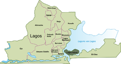 Karte von Lagos, Lagos Island hervorgehoben