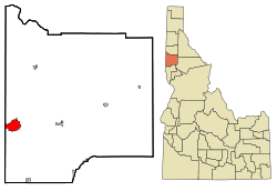 Latah County Idaho Incorporated and Unincorporated areas Moscow Highlighted.svg