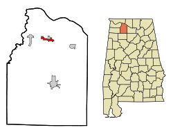 Lawrence County Alabama Incorporated and Unincorporated areas Courtland Highlighted.svg