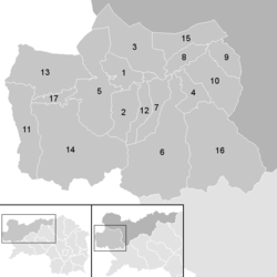 Lage der Gemeinde Politische Expositur Gröbming   in der Expositur Gröbing (anklickbare Karte)