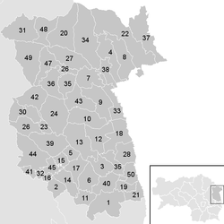 Lage der Gemeinde Bezirk Hartberg   im Bezirk Feldbach (anklickbare Karte)