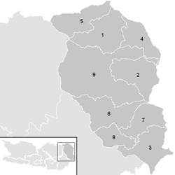 Lage der Gemeinde Bezirk Wolfsberg   im Bezirk Wolfsberg (anklickbare Karte)