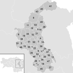 Lage der Gemeinde Bezirk Weiz   im Bezirk Weiz (anklickbare Karte)