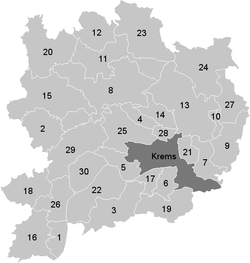 Lage der Gemeinde Bezirk Krems-Land   im Bezirk Krems-Land (anklickbare Karte)