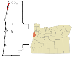 Lincoln County Oregon Incorporated and Unincorporated areas Lincoln City Highlighted.svg