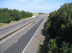 Die Motorway M11 bei Duxford, Richtung Cambridge