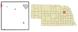 Madison County Nebraska Incorporated and Unincorporated areas Tilden Highlighted.svg