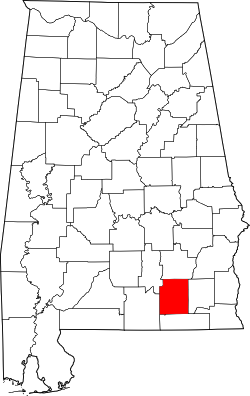 Karte von Coffee County innerhalb von Alabama