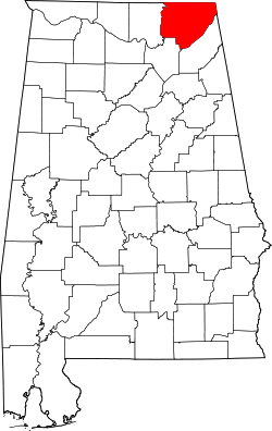 Karte von Jackson County innerhalb von Alabama