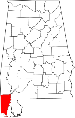 Karte von Mobile County innerhalb von Alabama