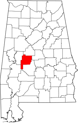 Karte von Perry County innerhalb von Alabama