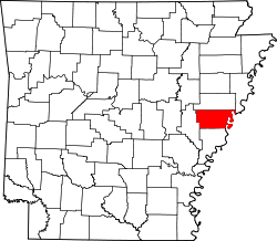 Karte von Lee County innerhalb von Arkansas